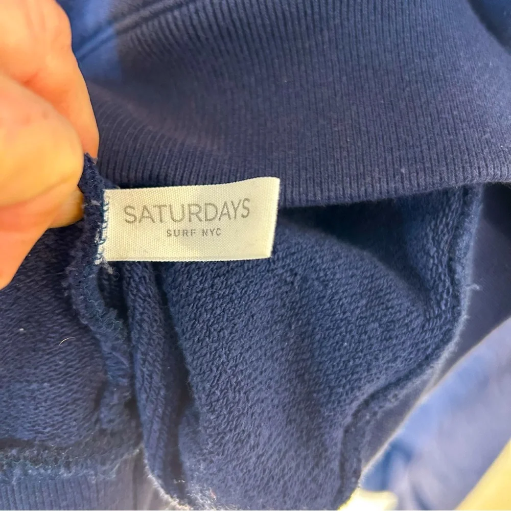 Saturdays Surf NYC Navy Kangaroo Pocket Hoodie Men Size Medium EUC